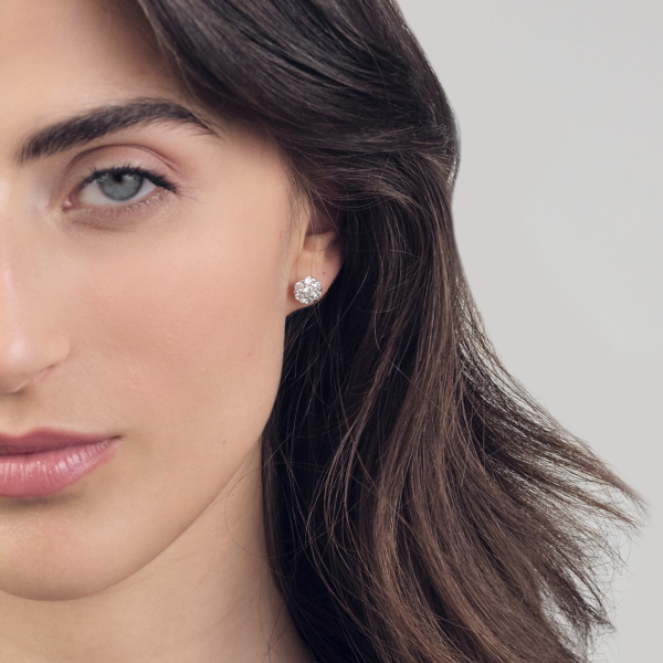 Silver earringS with flower pavé