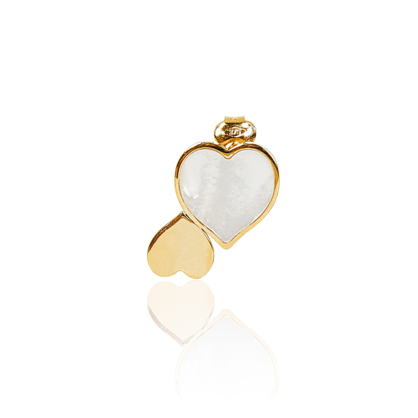 Orecchini in oro con cuori e madreperla