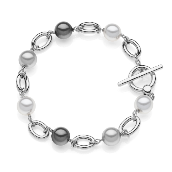 Bracciale in argento con perle bianche e nere