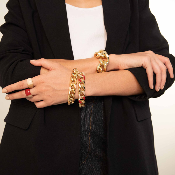 Bracciale groumette smalto beige e nocciola