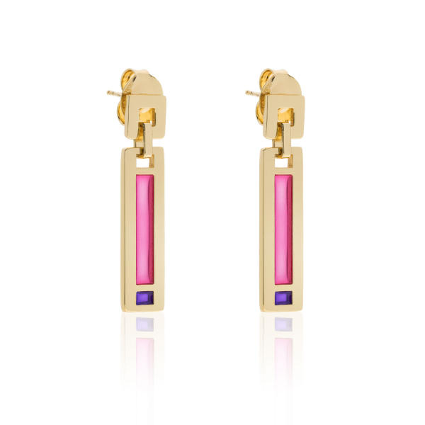 Golden earrings with enamel Kaleidos