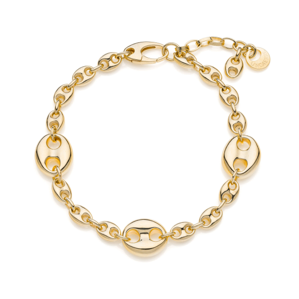 Bracciale maglia marina in argento dorato