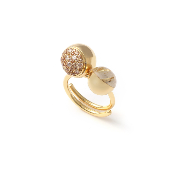 Anello Gea con quarzo e zirconi