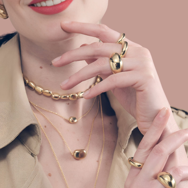 Collana in argento dorato media Boule