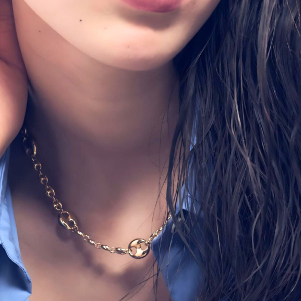 Collana maglia marina in argento dorato