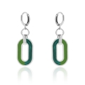Orecchini argentati con smalto verde