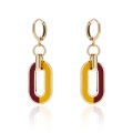 Orecchini con smalto bordeaux e giallo