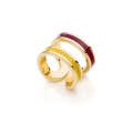 Gold-plated ring red and yellow enamel