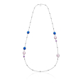 Collana lunga pietre rosa e blu 