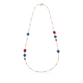 Collana lunga pietre rosse e blu 