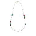 Collana lunga pietre verdi e rosse
