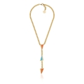 Collana a Y con smalto azzurro e arancio