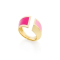 Anello a fascia con smalto rosa