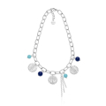 Collana con monete e perle blu e turchese