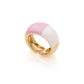 Anello smalto rosa e bianco