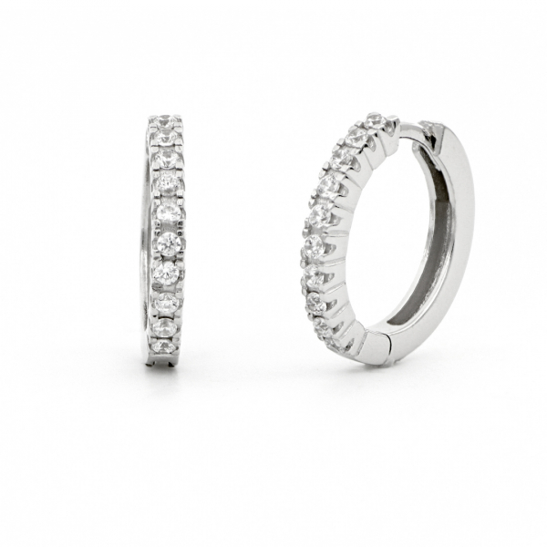 White silver earrings with cubic zirconia