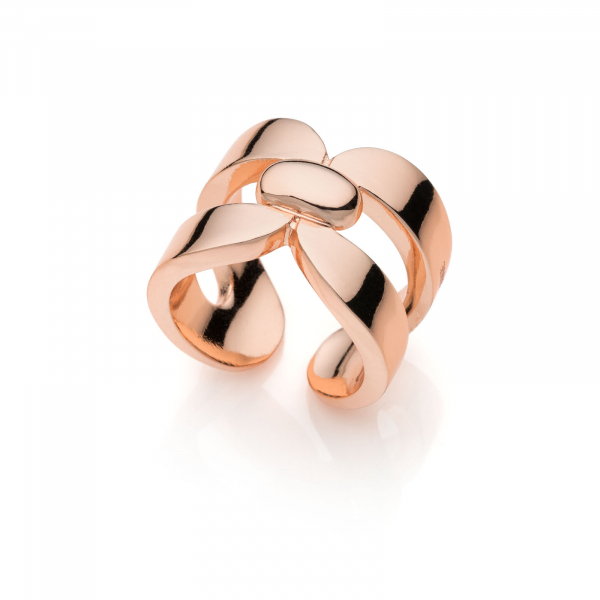 Pink gold-plated ring Square