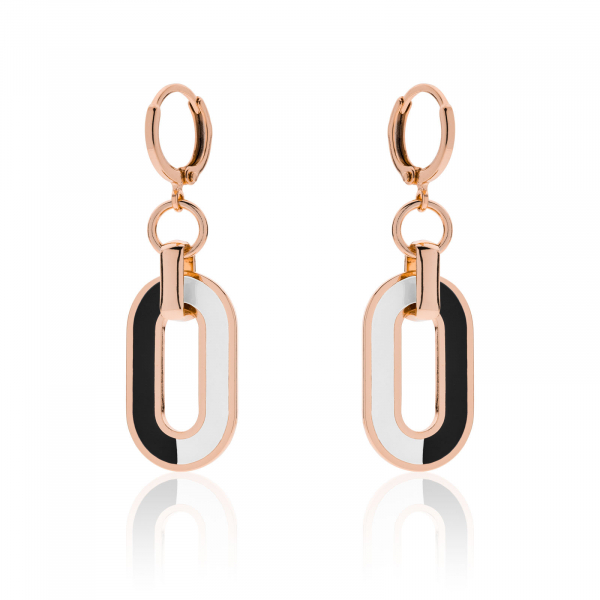 Gold-plated earrings black and with enamel