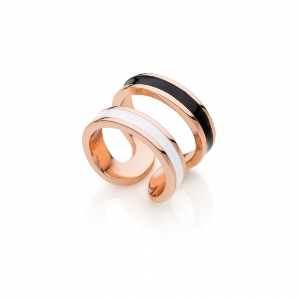 Gold-plated ring black and with enamel