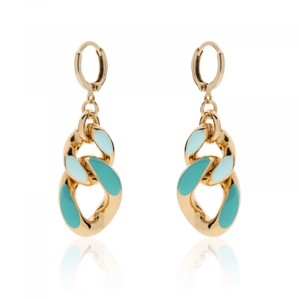 Gold-plated earrings with blue enamel