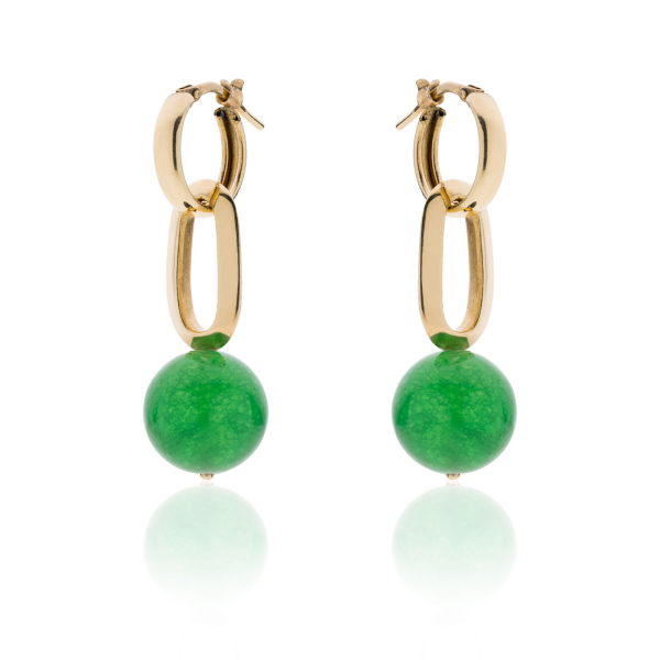 Drop earrings with green pearl Cherry