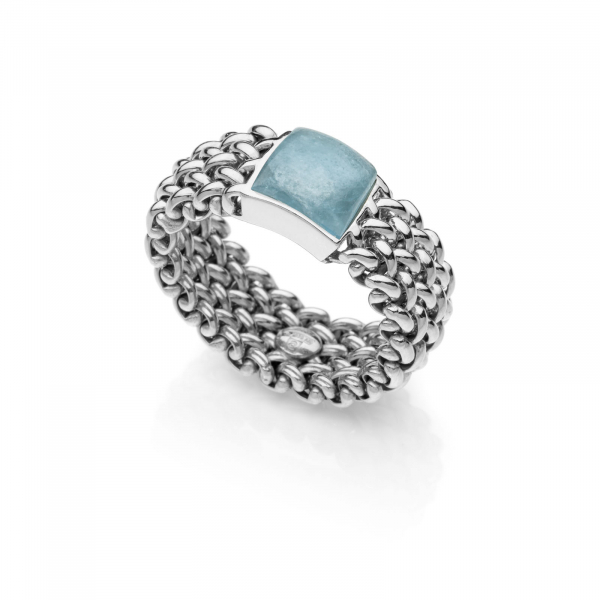Anello in argento con cristallo Acquamarina Chicco