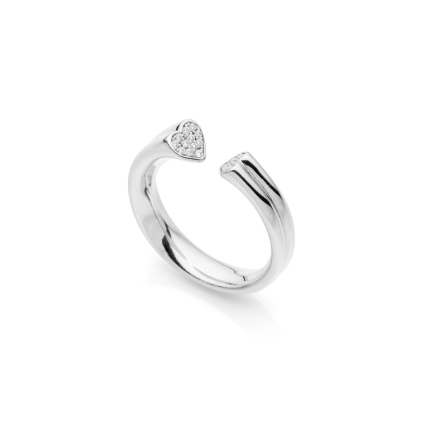 Silver ring with hearts and cubic zirconia
