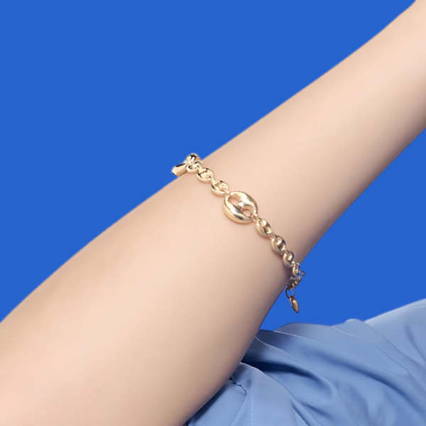 Golden silver anchor chain bracelet