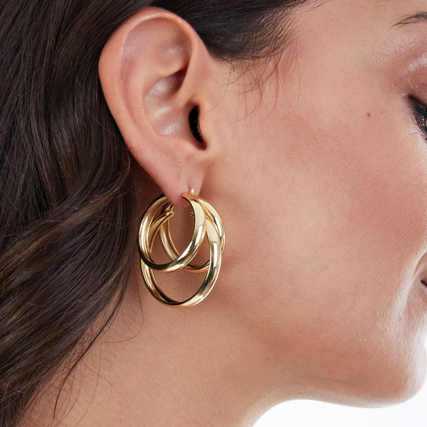 Yellow bronze earrings