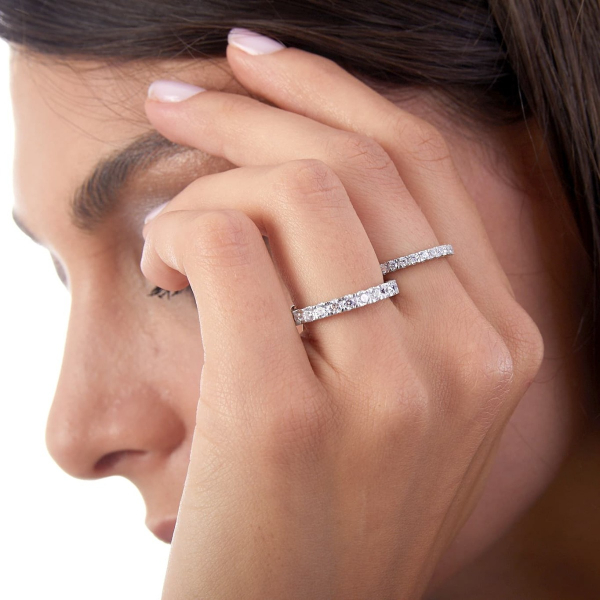 Anello veretta in argento e pietre zirconia cubica UNOAERRE Gioielli