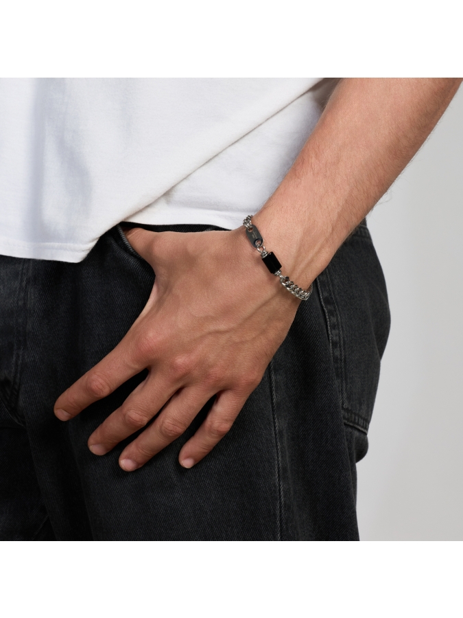 Aeternum Curb Chain Bracelet with Obsidian - Small
