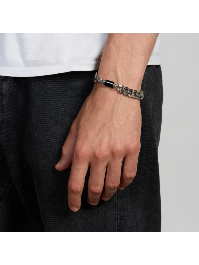 Aeternum Curb Chain Bracelet with Obsidian - Maxi