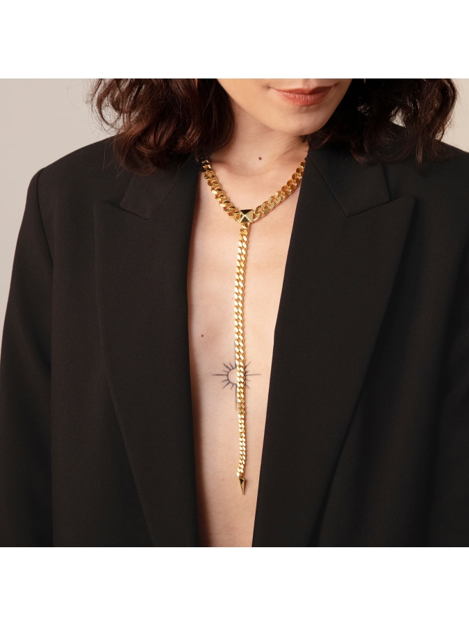 Collana dorata a Y Piramidi