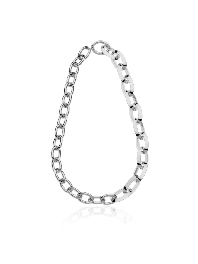 Collana con maglie ovali argentata