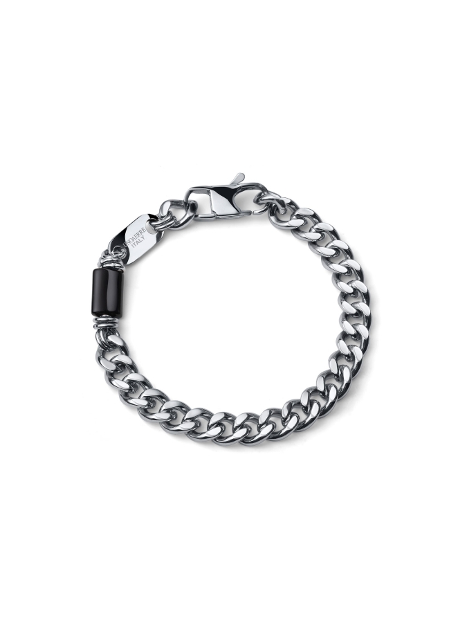 Aeternum Curb Chain Bracelet with Obsidian - Medium
