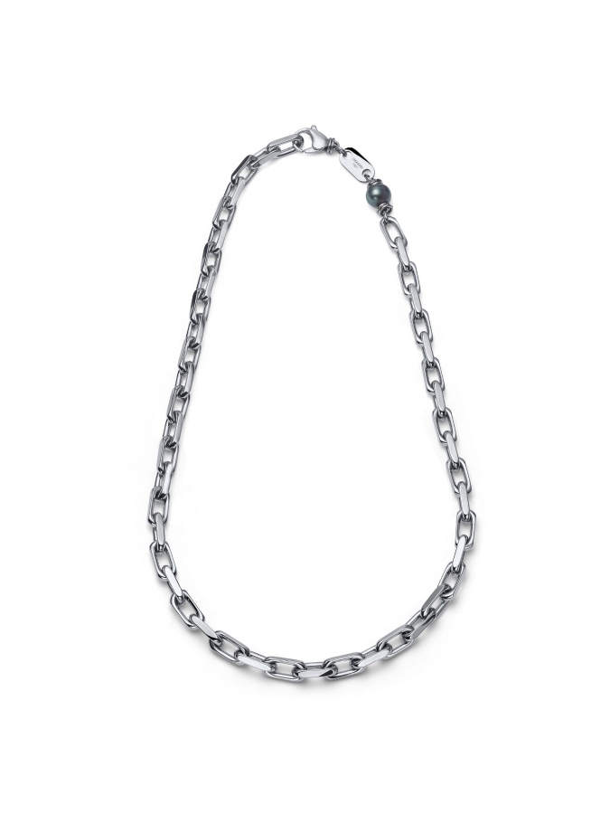 Aeternum Clable Chain Necklace with Black Pearl