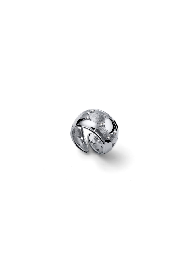 Anello Boule in Argento con Zirconi
