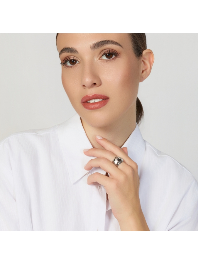 Anello Boule in Argento con Zirconi