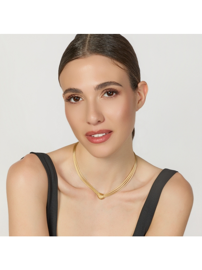 Collana Luce con Nodo in Argento Dorato