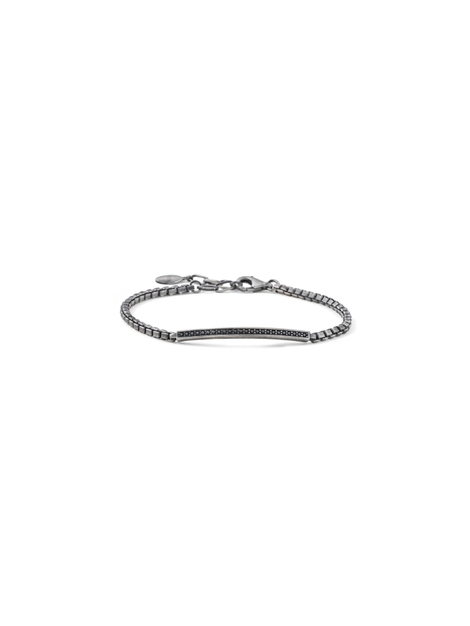 Bracciale con Barretta Pavé in Argento Brunito