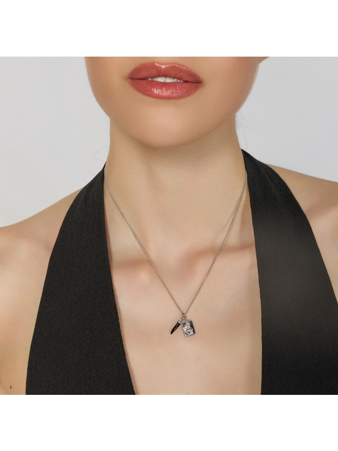 Collana Legami con Cornetto Nero e Cuore Sacro