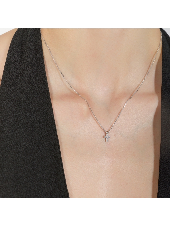 Collana Luxury con Croce Pavé Mini