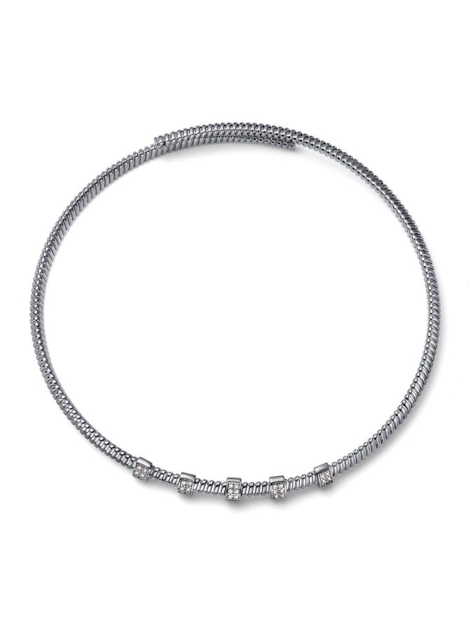 Collana Rigida Premium in Argento e Pavé