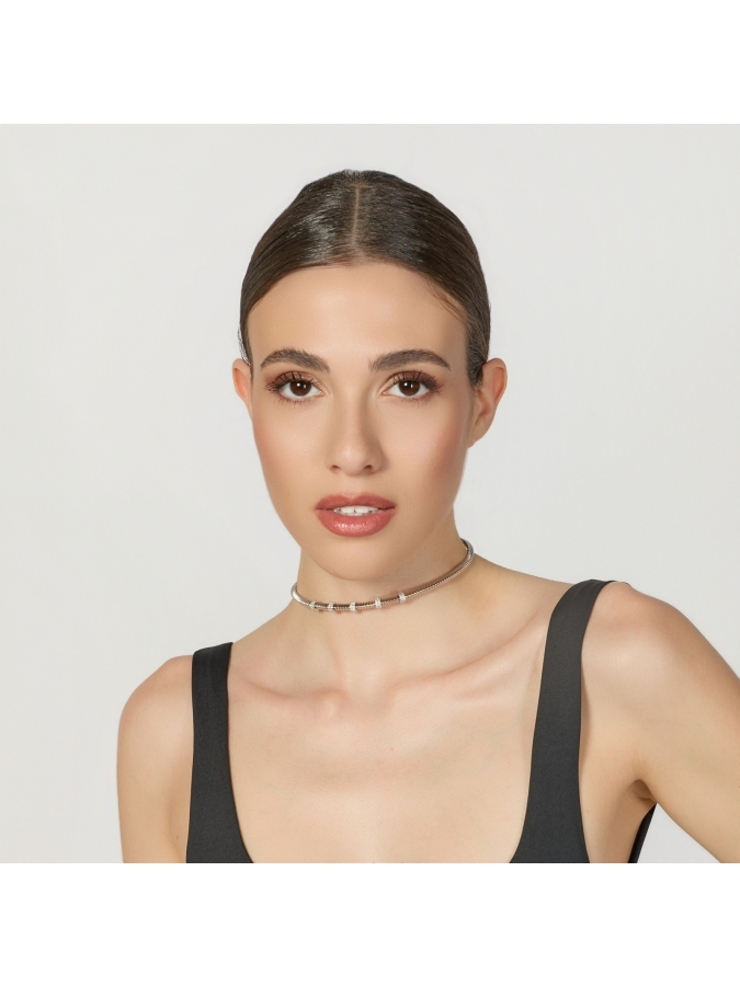 Collana Rigida Premium in Argento e Pavé