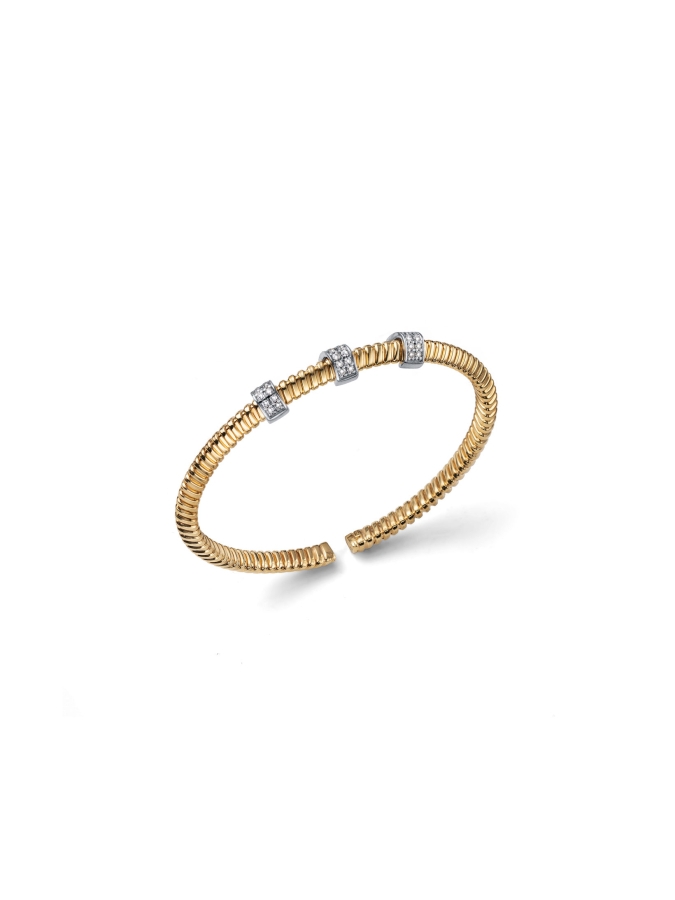 Bracciale Bangle Premium in Argento Dorato e Pavé