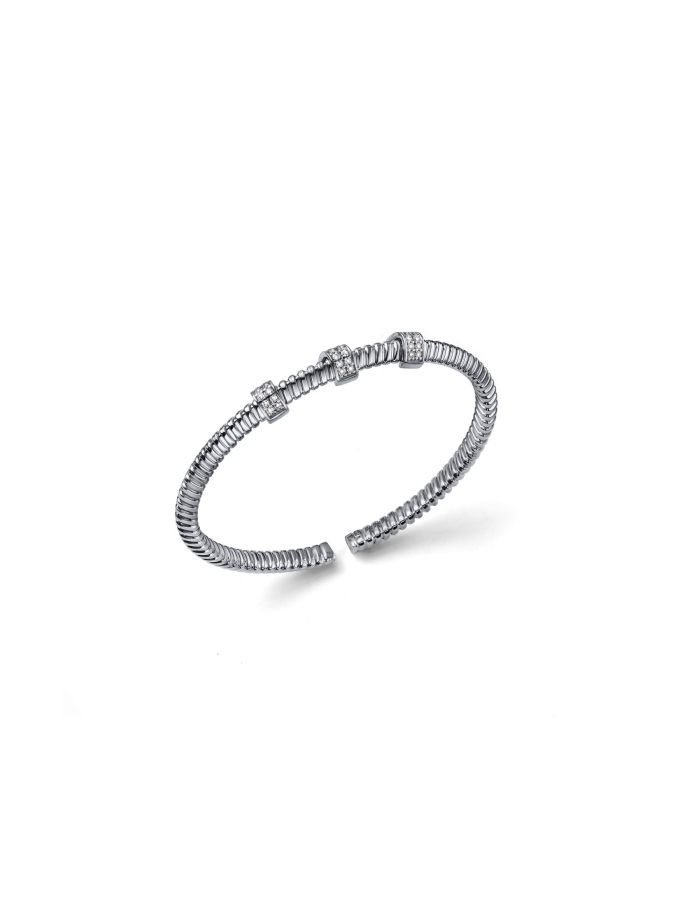 Bracciale Bangle Premium in Argento e Pavé
