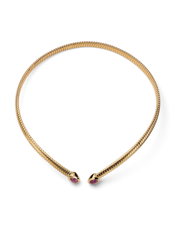 Collana Premium in Argento Dorato e Pietre Rosse