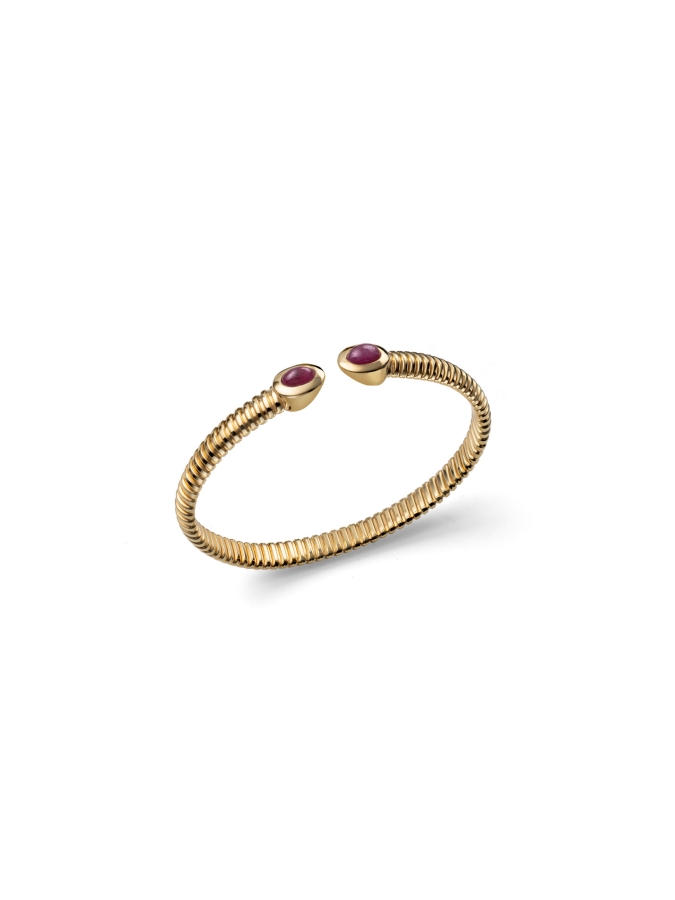 Bracciale Premium in Argento Dorato e Pietre Rosse