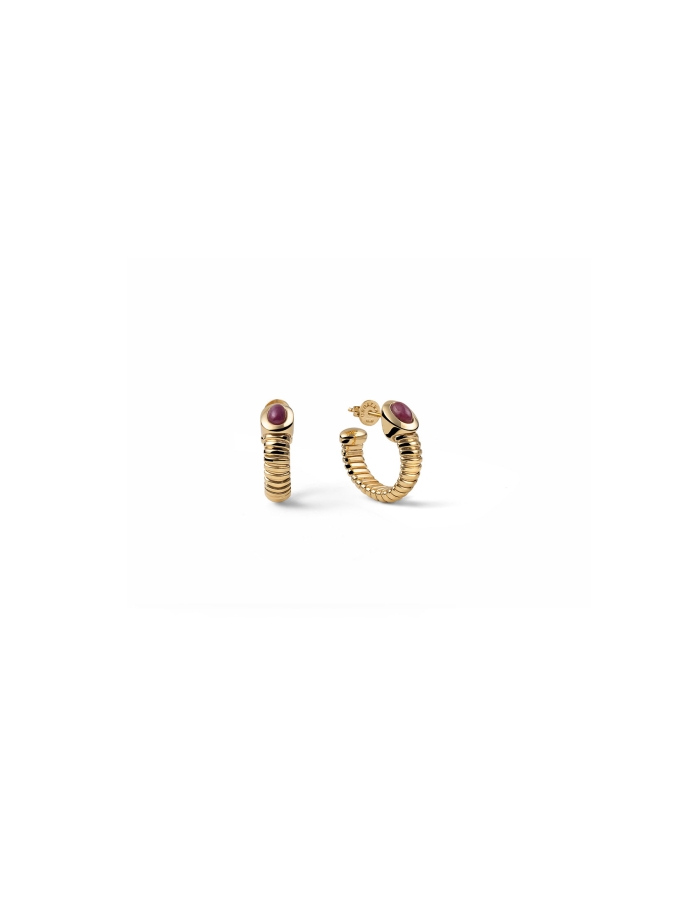 Orecchini Premium in Argento Dorato e Pietre Rosse