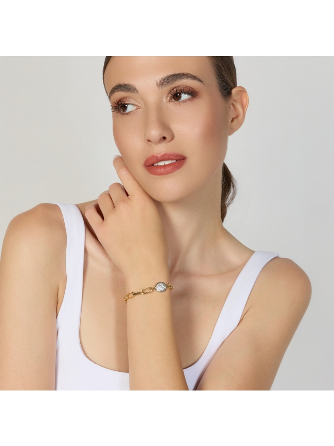 Bracciale Dorato Catena e Pavé